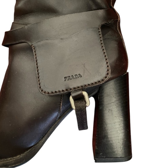 Vintage Rare 1999 Prada Brown Leather Harness Boots Size EU 40/US 9.5 - Picture 6 of 12